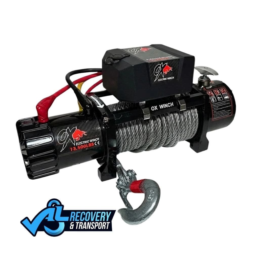 13,500lb Steel Rope Recovery Winch Black
