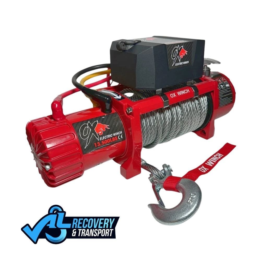 13,500lb Steel Rope Recovery Winch Red