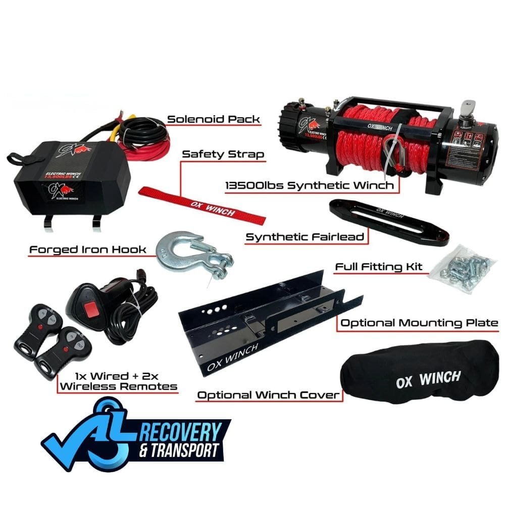 ELECTRIC WINCH 12v 13500lbs SYNTHETIC CARBON SERIES HEAVY DUTY 3
