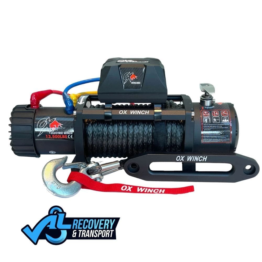 ELECTRIC WINCH 12v 13500lbs SYNTHETIC CARBON SERIES HEAVY DUTY BLACK 3